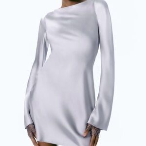 Zara Silver Long Sleeve Dress